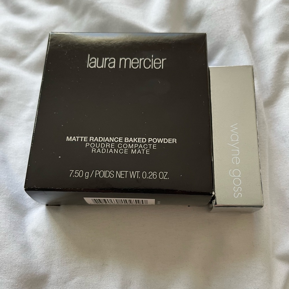 Laura Mercier baked powder and Wayne Goss lipstick